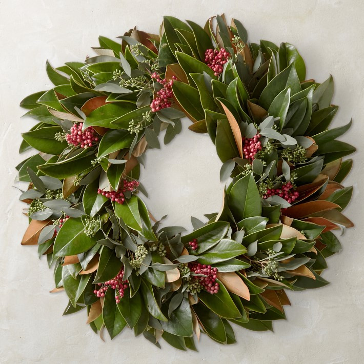 Seeds and Berries Magnolia Live Wreath | Williams-Sonoma