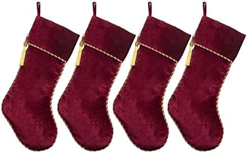 Ugiftcorner Red Christmas Stockings 4 Pack Velvet Christmas Stockings with Gold Tassel Decoration... | Amazon (US)