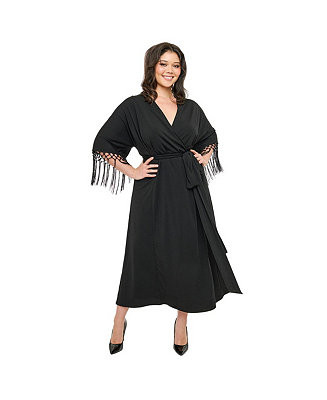 Plus Size Tie Wrap Surplice Midi Dress | Macy's