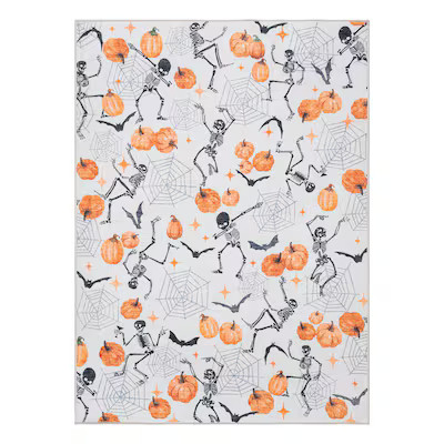 GERTMENIAN Halloween 2025 3 x 5 (ft) Loomed Skeletons Rectangular Indoor Machine washable Area ru... | Lowe's