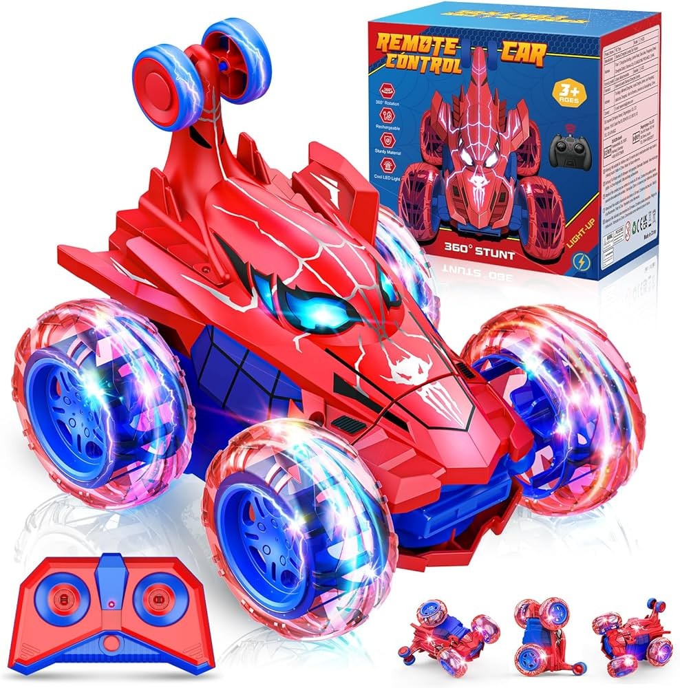 Spider RC Cars Boys Toys Remote Control Car for 3 4 5 6 7 8 9 10 Year Old Boy Girl 360° Flips 4W... | Amazon (US)