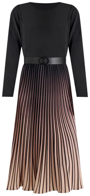 Women's Ombré Sunburst Pleat-Skirt Long-Sleeve Midi Dress - Macy's | Macy's