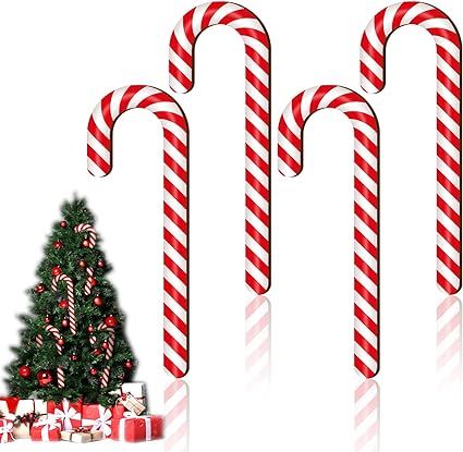 4 Pcs Large Size Christmas Wood Candy Canes for Tree Rustic Christmas Decor Candy Cane Christmas ... | Amazon (US)
