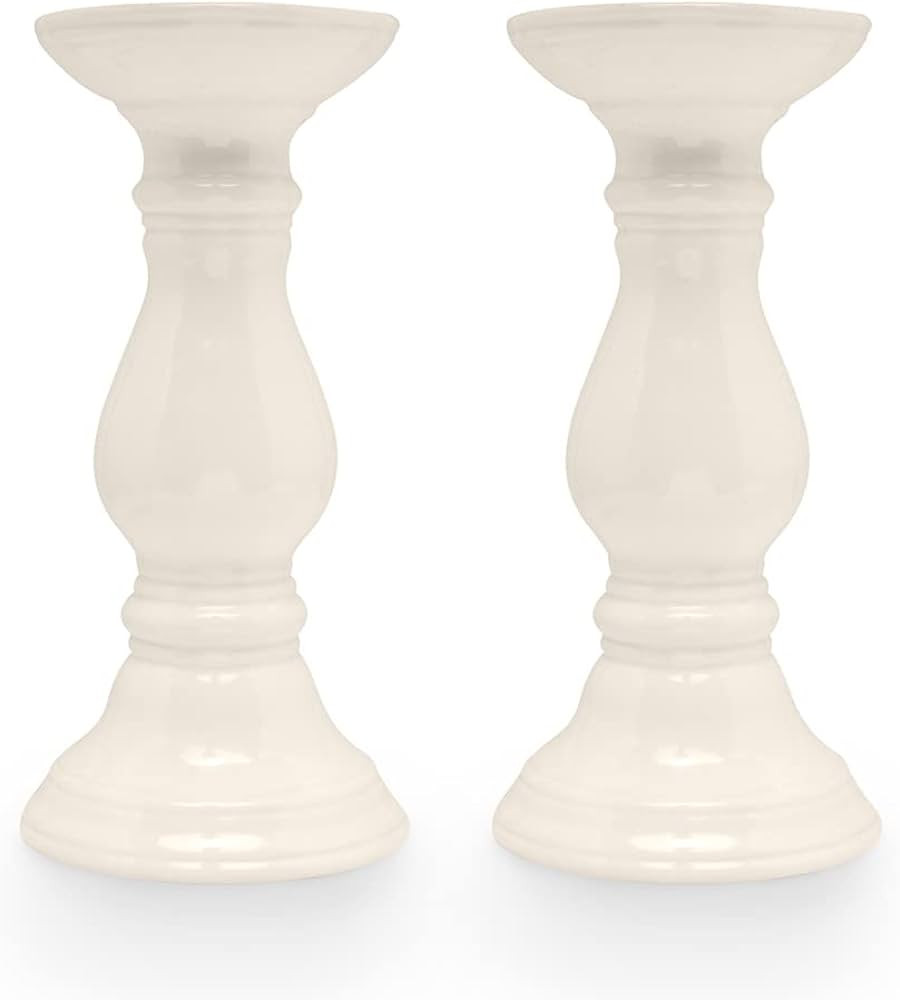 Bonita Home 9" Candle Holder Set | Ceramic Candle Stick Holder - Pillar or Taper Candles | Set of... | Amazon (US)