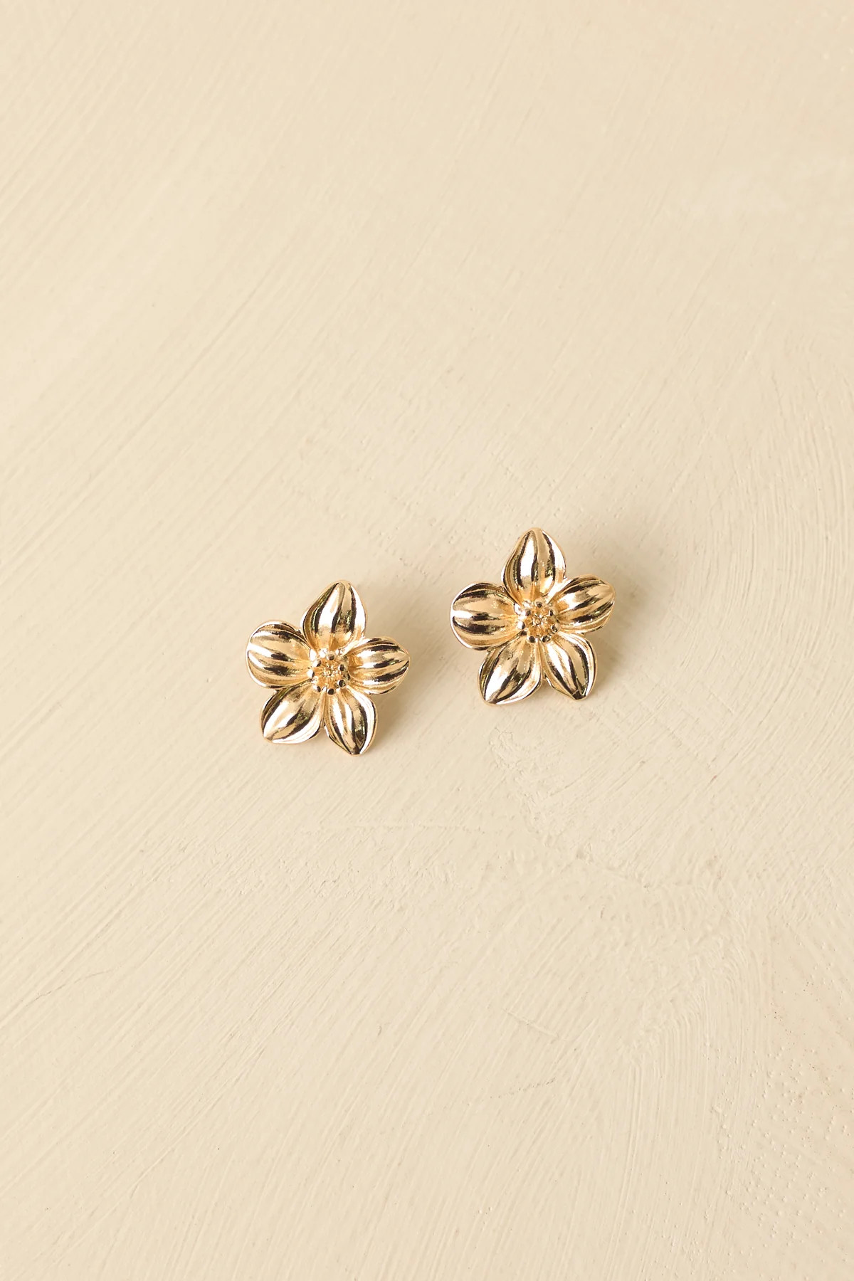 Oh, We're Glowing Gold Flower Stud Earrings | Red Dress