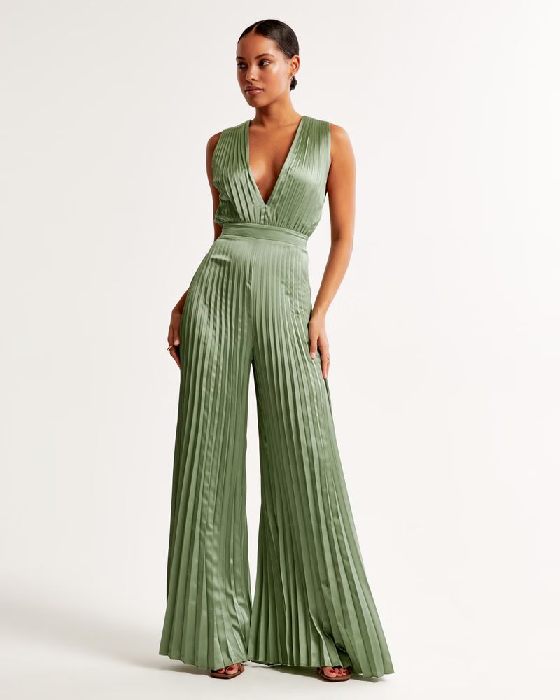 Women's The A&F Giselle Pleated Jumpsuit | Women's Dresses & Jumpsuits | Abercrombie.com | Abercrombie & Fitch (US)