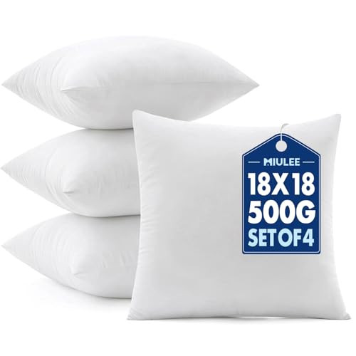 MIULEE 18x18 Pillow Inserts 4 Pack, 100% Virgin Fiber Filling Throw Pillows | Amazon (US)