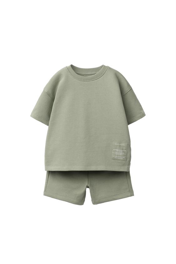 JOGGING T-SHIRT AND BERMUDA SET WITH LABEL | Zara Canada