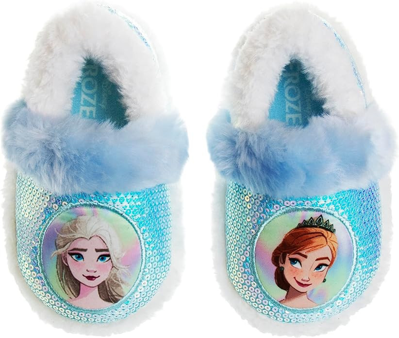 Disney Frozen Elsa and Anna Girls Slippers - Plush Non-Slip Comfy Fluffy Lightweight Warm Comfort... | Amazon (US)
