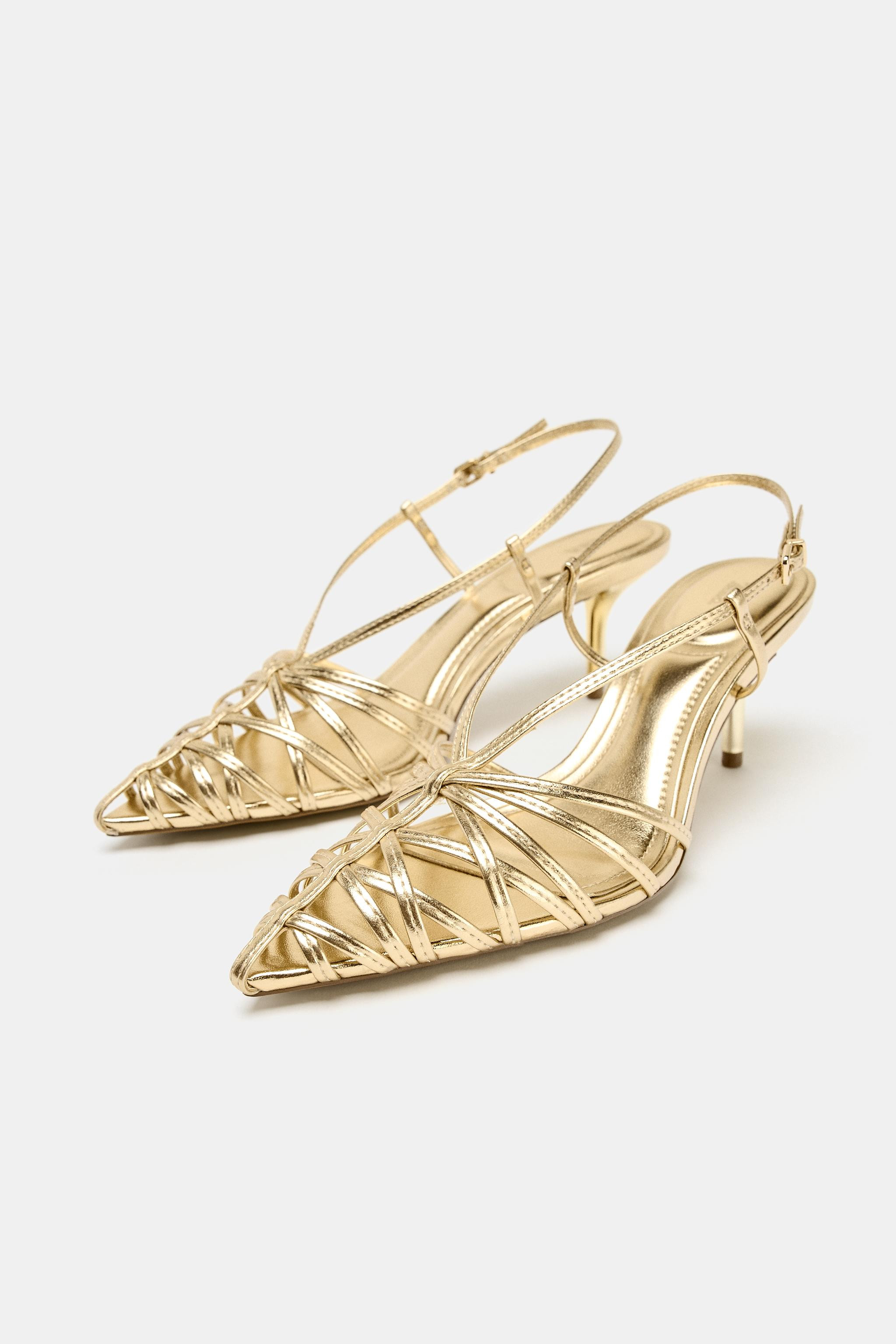 METALLIC EFFECT HEELED SLINGBACKS | Zara US