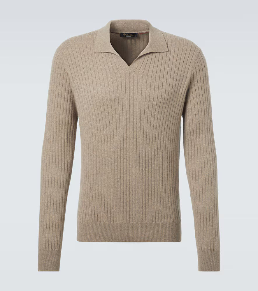 Loro Piana Ribbed-knit cashmere polo sweater | Mytheresa (US/CA)