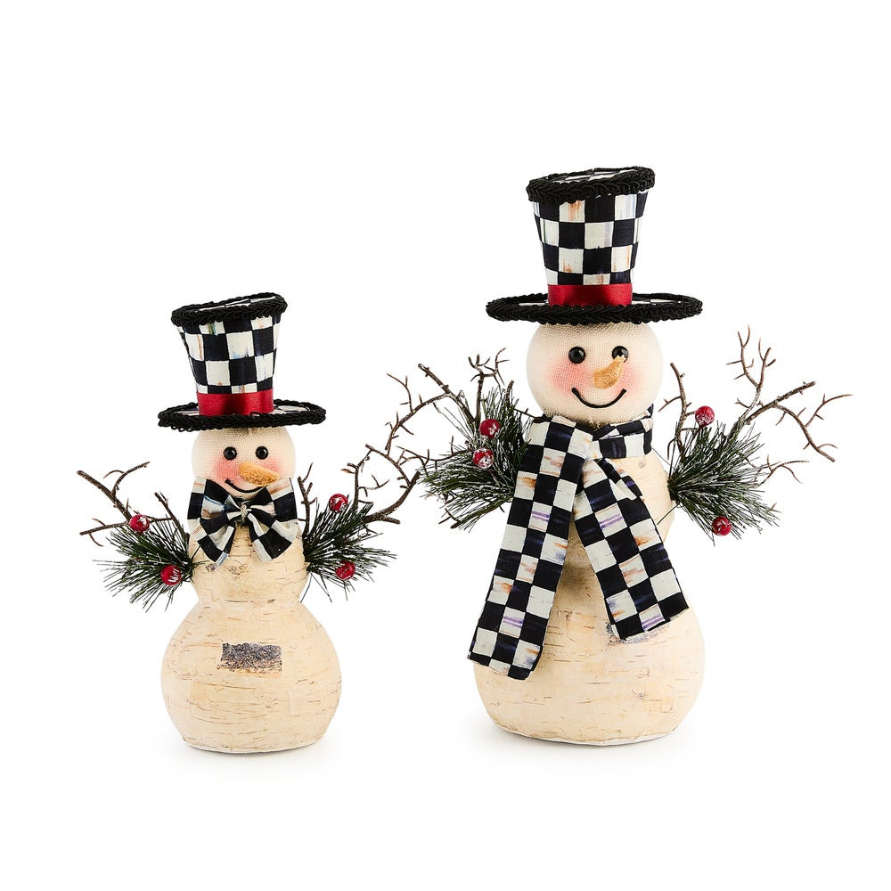 Farmhouse Birch Small Snowmen, Set of 2 | MacKenzie-Childs