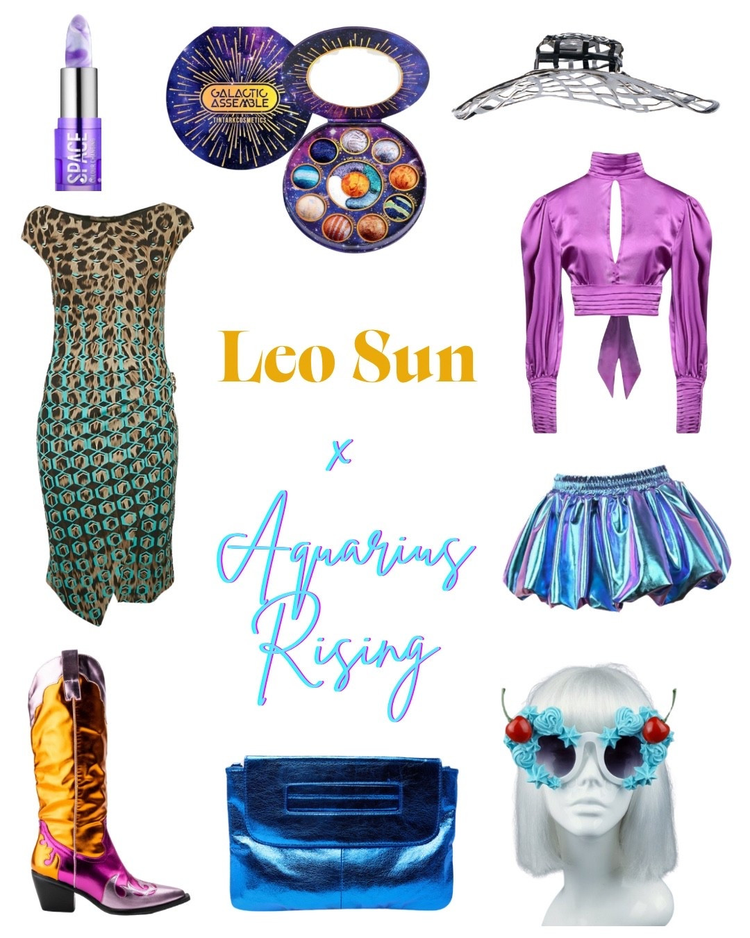 Astrology coded style:
Leo Sun x Aquarius Rising 

☀️ Sun sign = Your primary astrology sign (when people ask “what’s your sign?” this is the one you say). Your core self & what motivates you. 

⬆️ Rising sign = How people perceive you & how you present yourself to the world. (Sun sign can be learned with birth month and day; Rising sign needs that info + location & time of birth.) 

♌️ Leo Personality - Confident, charismatic, dramatic, warm, generous, ambitious, proud, strong-willed. 

♒️ Aquarius Personality. - Innovative, independent, intelligent, analytical, unconventional, humanitarian, idealistic, detached. 

This combo is a natural trendsetter, always looking to the future when it comes to fashion (& otherwise). They also love to stand out by being unique. Leo is happy for attention, period, but Aquarius has a rebellious streak and doesn’t want to look like everyone else. 

Style Guide:

- This combo is energized by dramatic visuals with an avant-garde edge so a bold blazer with an unexpected pattern, cutouts, or sleeves is ideal. 

- Leo loves shiny things & Aquarius has a love for futuristic fashion so sequins, iridescence, metallics, and vinyl are a must. 

 - Leo loves striking visuals & Aquarius is into non-conformity so pick pieces that contain mixed patterns or pair a top in one pattern with a skirt in another for a fun twist. 

- For the color palette, stick to iridescent colors and metallics (especially metallic gold & silver), electric blue, purple, turquoise, orange, and bright yellow. 

For this look I chose a sparkly top in bold colors and a sleek split-leg skirt with a bright hat and eccentric sparkly boots. 

Other must-have pieces: Funky oversized sunglasses, holographic bags, t-shirts with rebellious or activist messages, cut-out dresses, unusual heels & boots. 

#LTKSeasonal #LTKStyleTip #LTKFindsUnder100