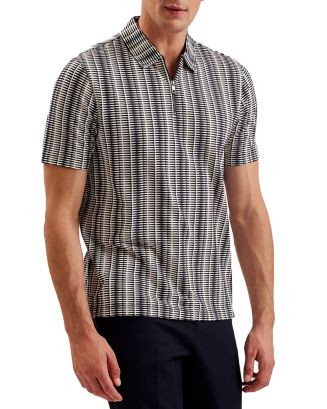 Regular Fit Zip Up Short Sleeve Striped Polo | Bloomingdale's (US)