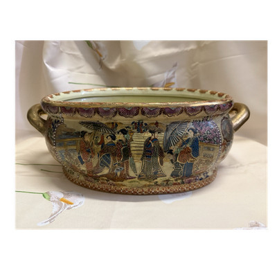 Antique Hand Painted Asian Theme Oval Ceramic Footbath Satsuma style | eBay | eBay US
