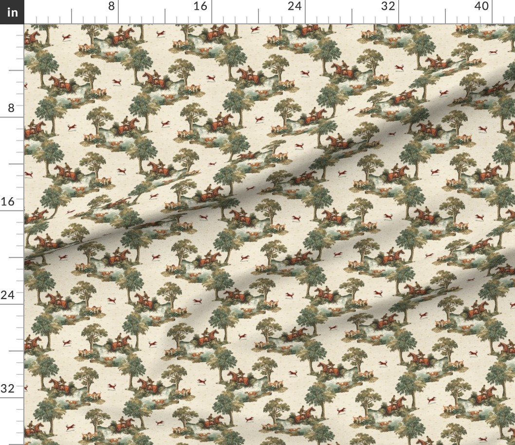 Traditional English Countryside Equestrian Horseback Foxhound Hunt Fabric | Spoonflower | Spoonflower