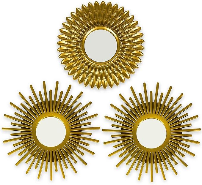 BONNYCO Gold Mirrors for Wall Pack of 3 Wall Mirrors for Room Decor & Home Decor | Gold Round Mir... | Amazon (US)