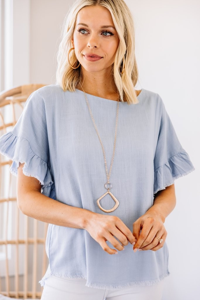 Find You Out Periwinkle Blue Linen Top | The Mint Julep Boutique