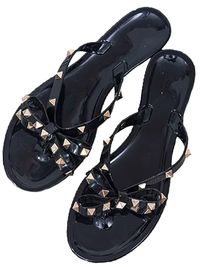 'Bailey' Studded Ribbon Rubber Sandals (2 Colors) | Goodnight Macaroon