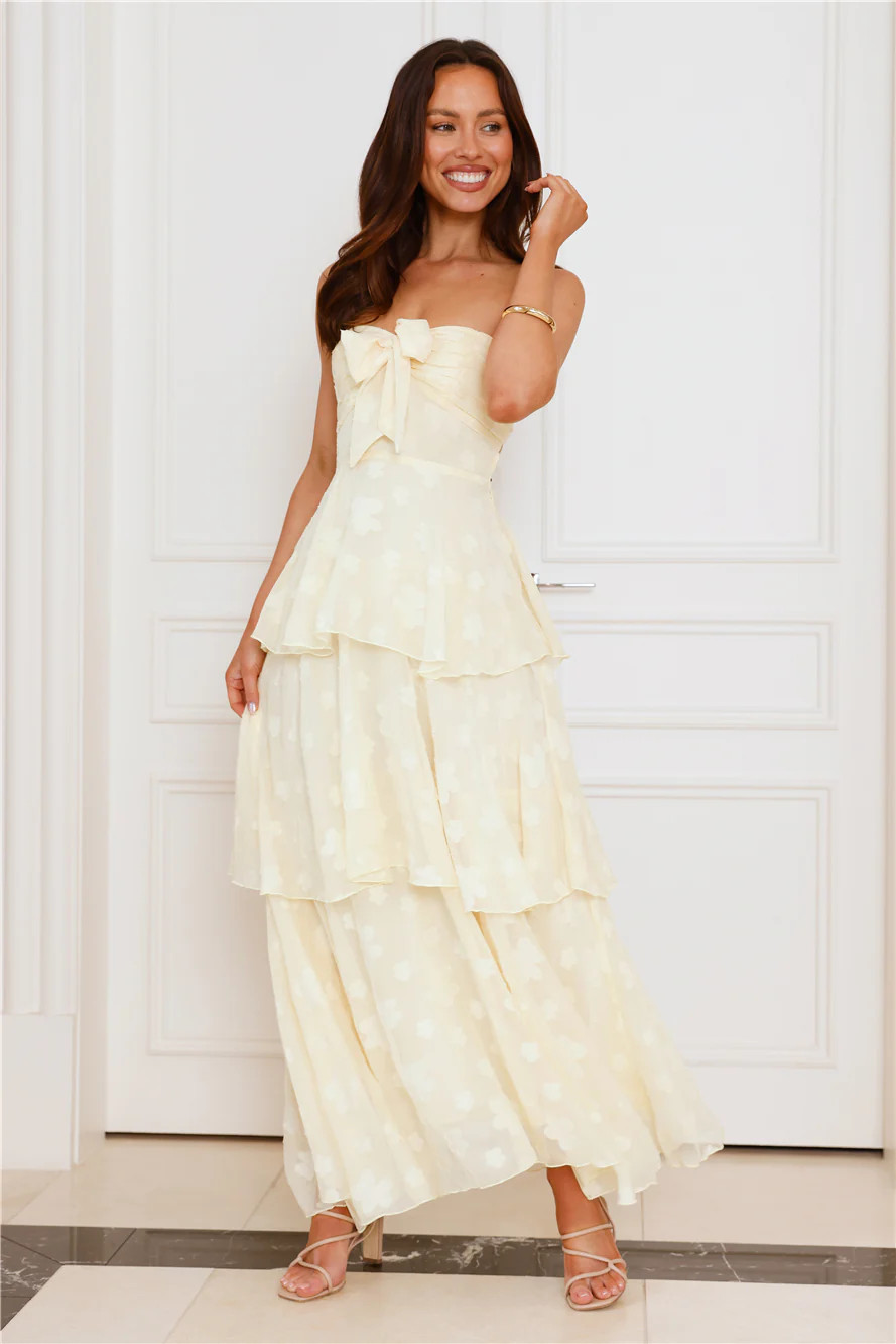 Tranquil Twilight Strapless Maxi Dress Yellow | Hello Molly (US)