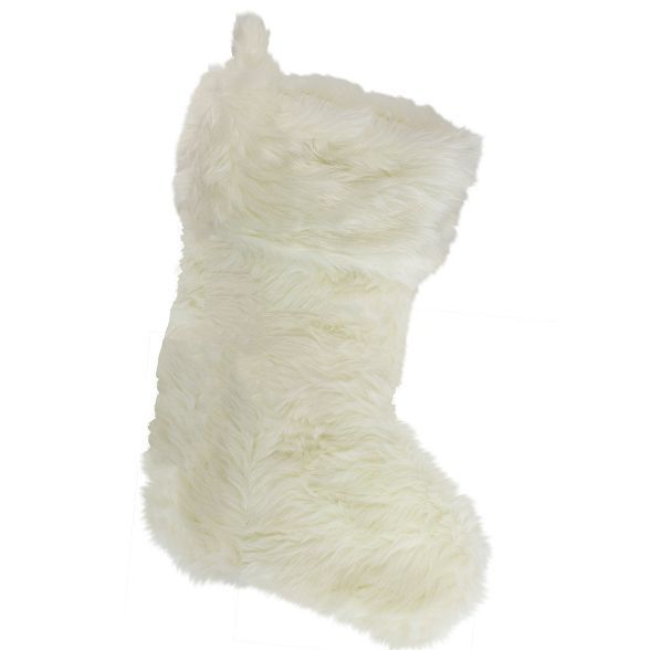 Northlight 20" Ivory White Super Soft Faux Fur Decorative Christmas Stocking | Target