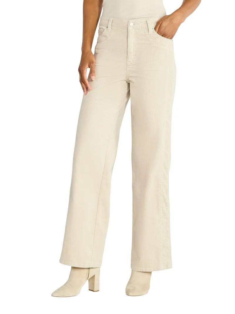 Time and Tru Women's and Women's Plus Corduroy Seamed Wide Leg Pants, 31" Inseam, Sizes 2-22 | Walmart (US)