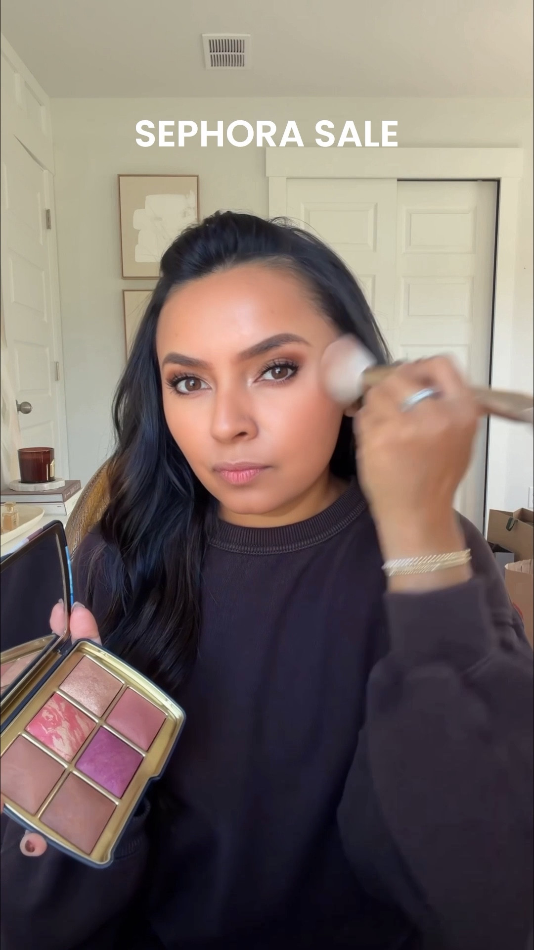 Sweater size xs TTS
Face palette in color Fox
Eyeliner in shade Very Vanta 
Blush shade Spicy Berry and nude lavalliere 
Lipgloss shade 038 Rose Nude 


#LTKSaleAlert #LTKBeauty #LTKGiftGuide