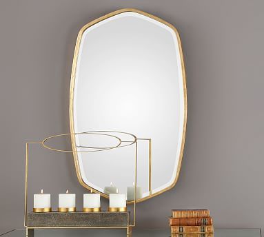 Oceano Gold Frame Wall Mirror 22" x 36" | Pottery Barn (US)