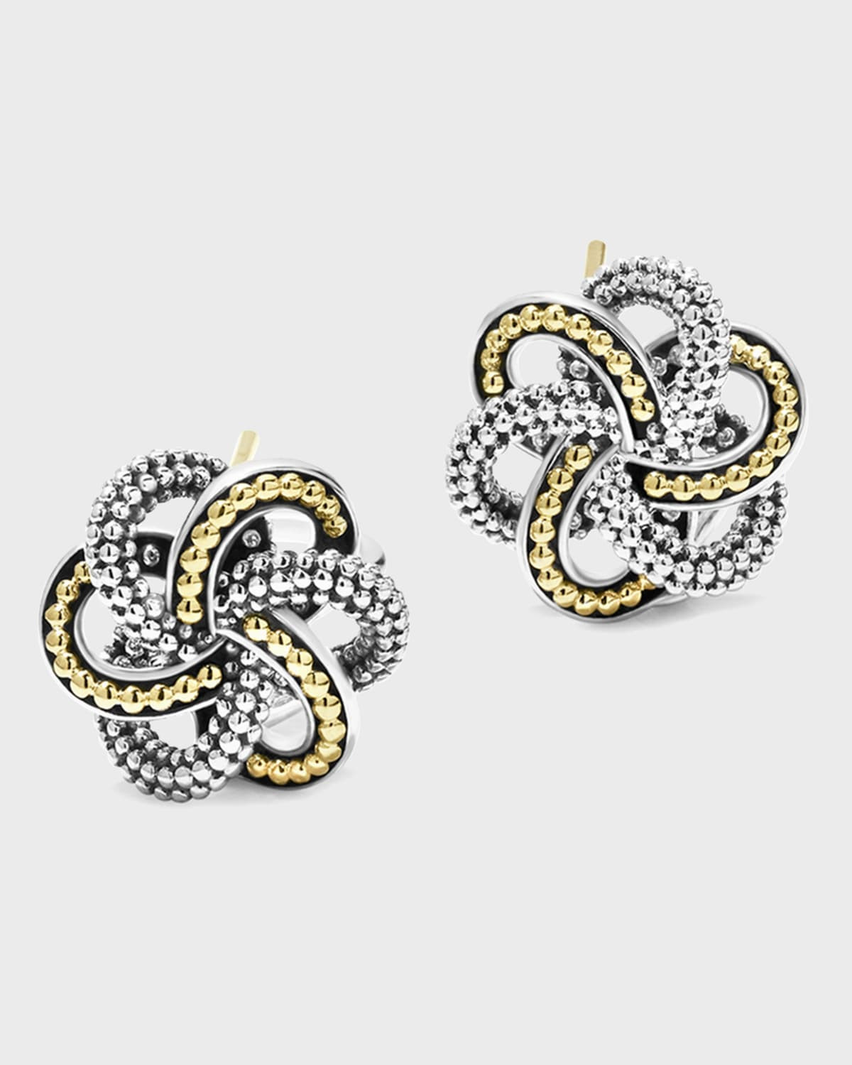 Love Knot Two-Tone Omega Clip Stud Earrings | Neiman Marcus