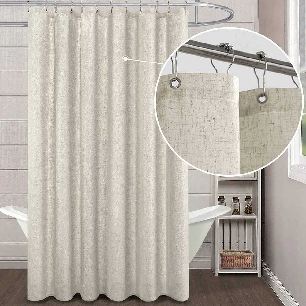 KOUFALL Linen Waterproof Linen Fabric Shower Curtain 72 by 78 Inch Length | Amazon (US)