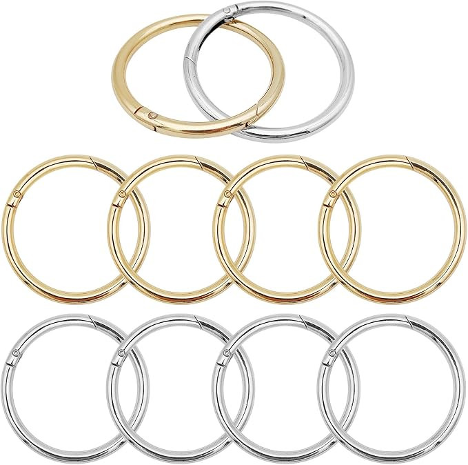10Pcs Round Carabiners Clips O Ring Snap Clip Hooks 50 mm/2 inch Inside Diameter Alloy Spring Gat... | Amazon (US)