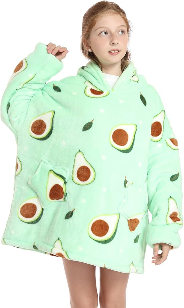Wearable Blanket Hoodie for Kids 4-12YR Oversized Hooded Blanket Super Soft Comfortable Warm Flan... | Amazon (US)