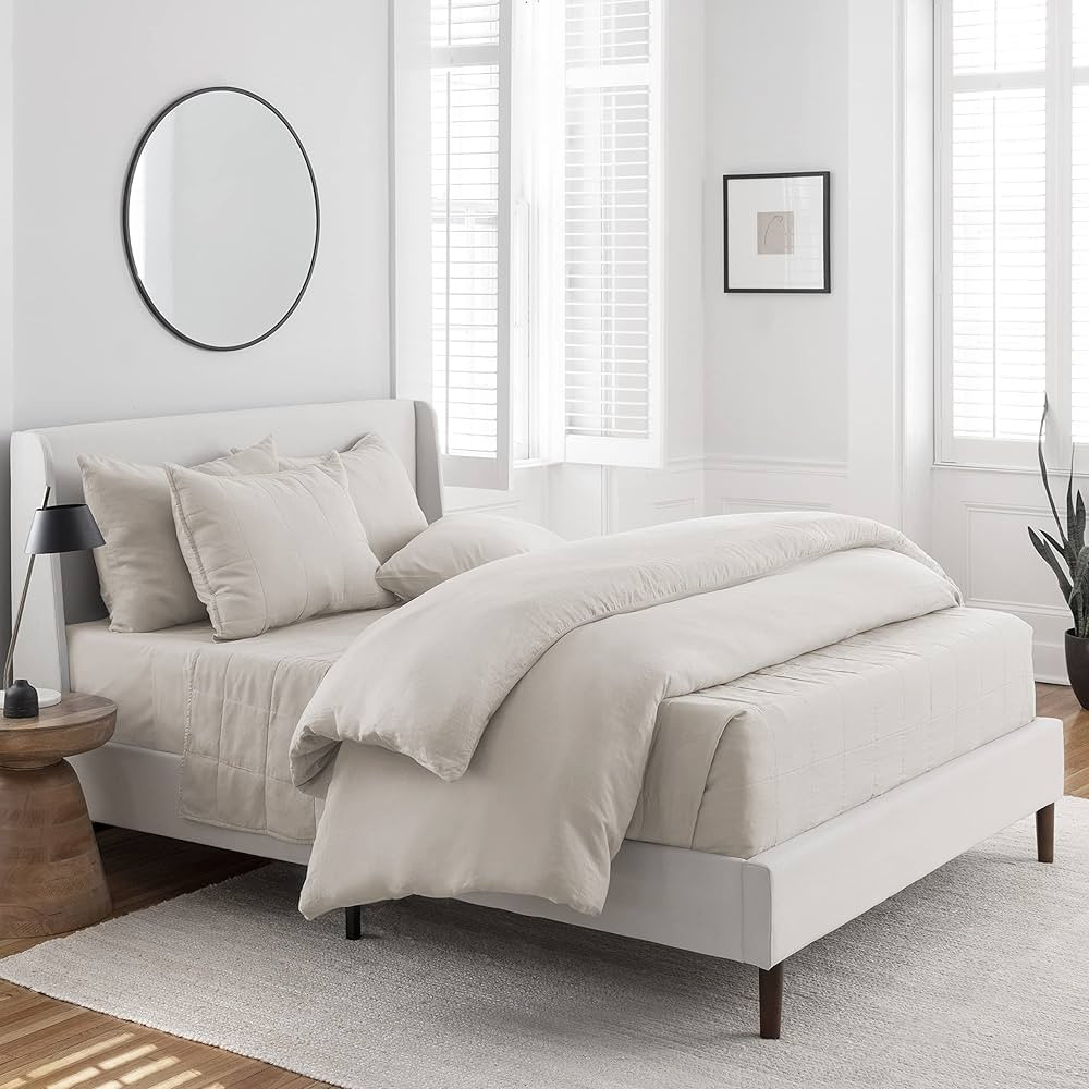 Welhome Premium Relaxed Linen Cotton Duvet Cover 3-Piece Sets with Pillow Shams | King | Fawn Bro... | Amazon (US)