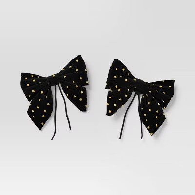 2ct Christmas Metallic Dot Bows Black - Wondershop™ | Target