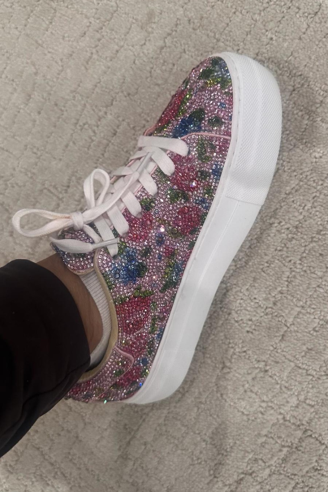 Probably the cutest sneakers I’ve bought in a long time! And surprisingly, they go with everything! 

Obsessed with these pink rhinestone kicks from Betsey Johnson! They add a touch of fun (and might I add, comfort?) to my everyday errands. Who says you can't be comfy and fabulous over 50?   #agelessstyle #betseyshoes #rhinestoneshoes #maturefashion #funandfabulous #fashionover50 #stylehasnoage #comfyshoes #supportshoes #stylishcomfort