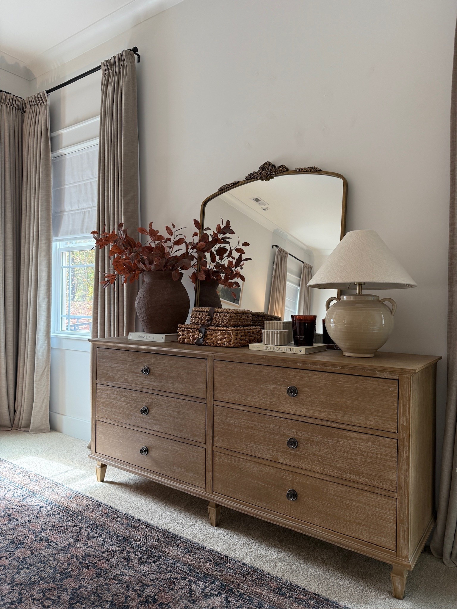 Cozy fall in our primary bedroom! This has been a follower favorite for years and truly one of my favorite natural wood pieces in our home 😊

#LTKHome #LTKSeasonal #LTKFindsUnder50