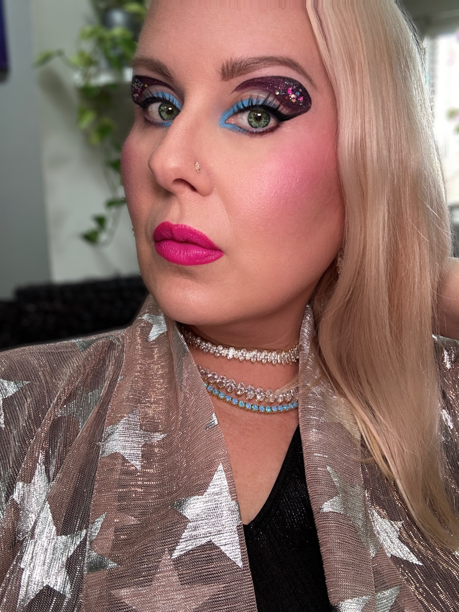 At 51, I firmly believe that age should never limit our creativity. Whether it's experimenting with makeup looks or adorning ourselves with favorite jewelry pieces, expressing ourselves through art and style knows no bounds. 

Because the colors aren’t listed in the tags.. I’m wearing Urban Decay: Shock Value Liquid Lipstick & Face Bond #5 foundation. 


#LTKstyletip #LTKGiftGuide #LTKbeauty