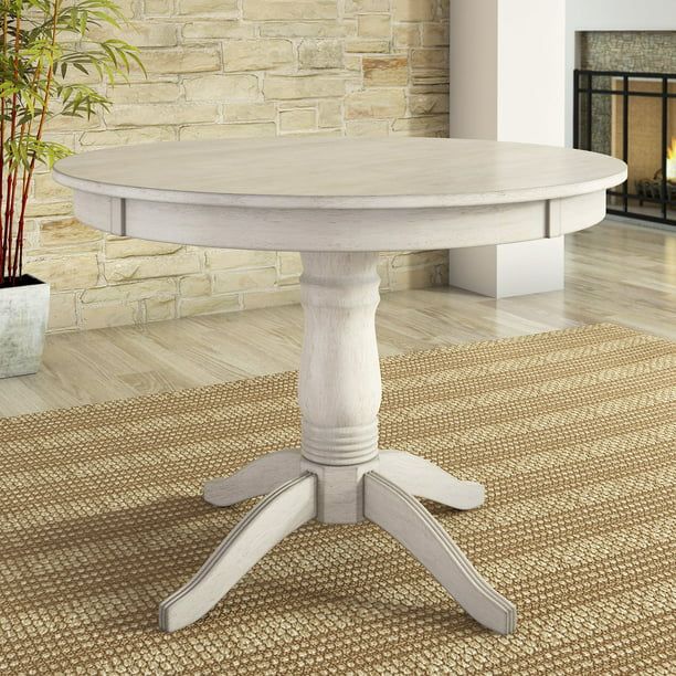 Lexington 42" Round Wood Pedestal Base Dining Table, White | Walmart (US)