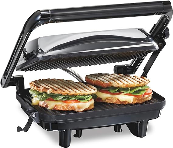 Hamilton Beach Panini Press Sandwich Maker & Electric Indoor Grill with Locking Lid, Opens 180 De... | Amazon (US)