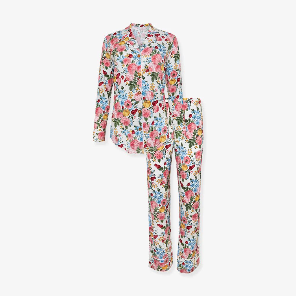 Floral White Luxe Womens Pajamas | Rubina | Posh Peanut