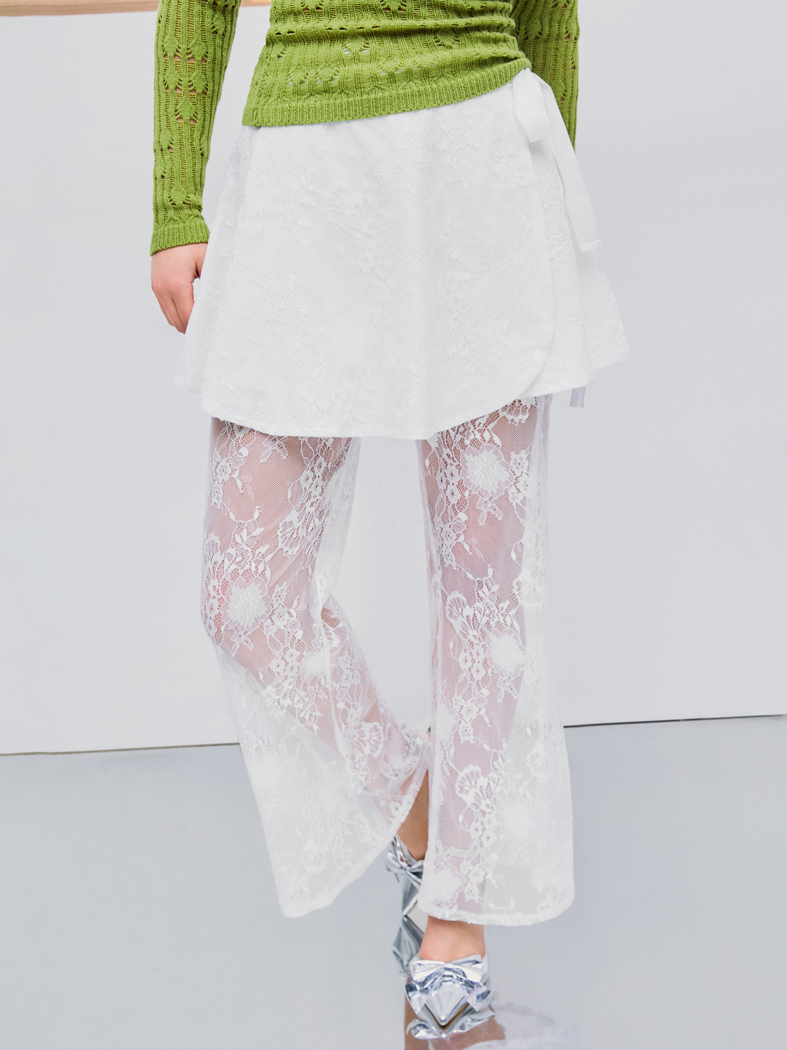 Lace Lace Mid Rise Tulle Maxi Skort For Date | Cider