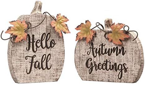 Valery Madelyn Pumpkin Shape Wooden Signs for Fall Decor, Rustic Signs with Maple Leaves for Home... | Amazon (US)
