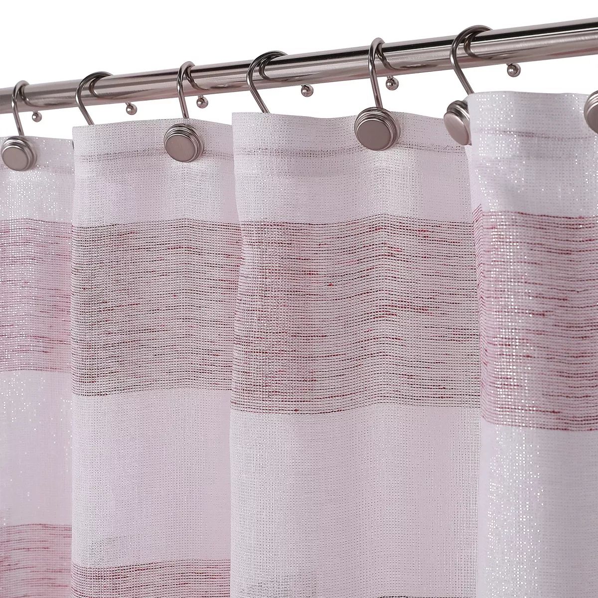 Kate Aurora Seaside Chic Cabana Metallic Striped Fabric Shower Curtains | Target