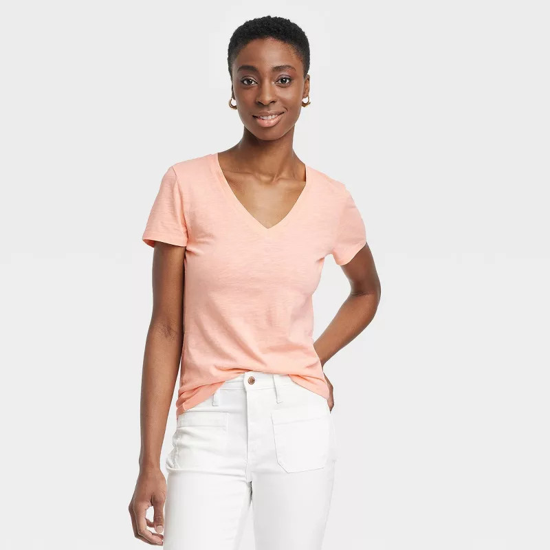 Women's Fitted V-Neck Short-Sleeve T-Shirt - Universal Thread™ | Target