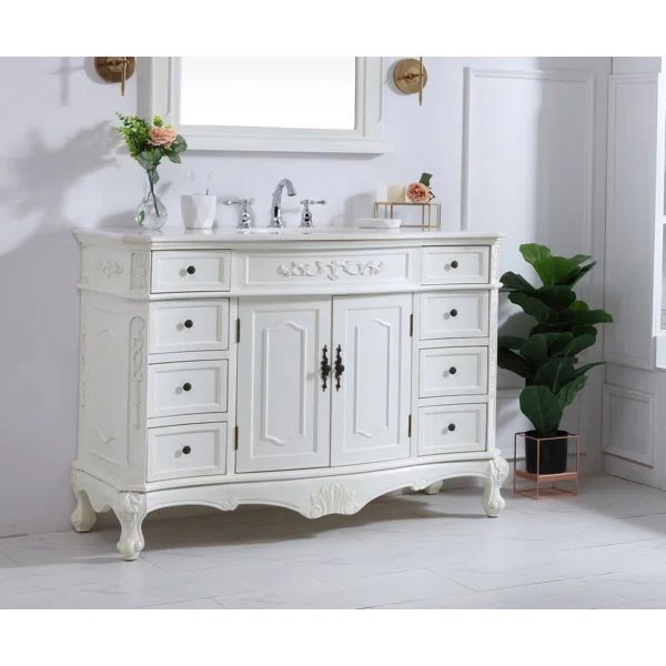 Halethorpe 48'' Free Standing Single Bathroom Vanity with Marble Top | Wayfair North America