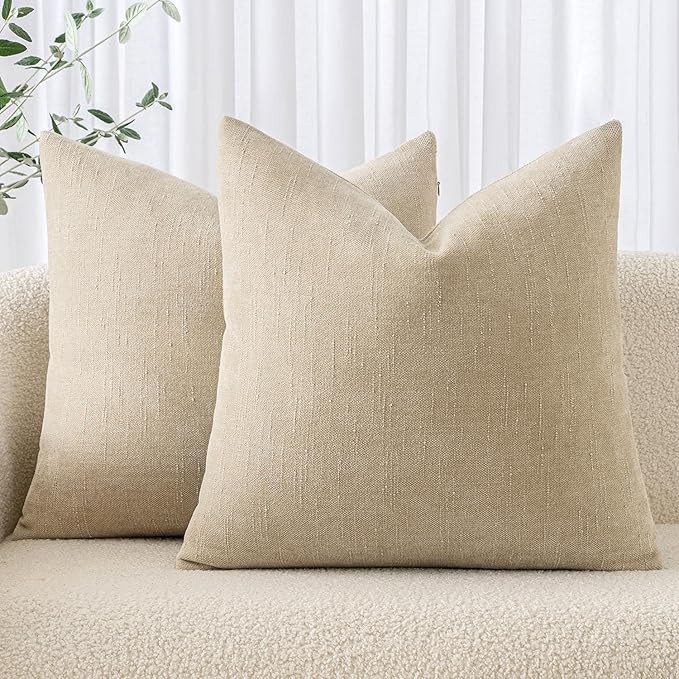 Amazon.com: MIULEE Pack of 2 Decorative Throw Pillow Covers Soft Chenille Throw Pillows Solid Tex... | Amazon (US)