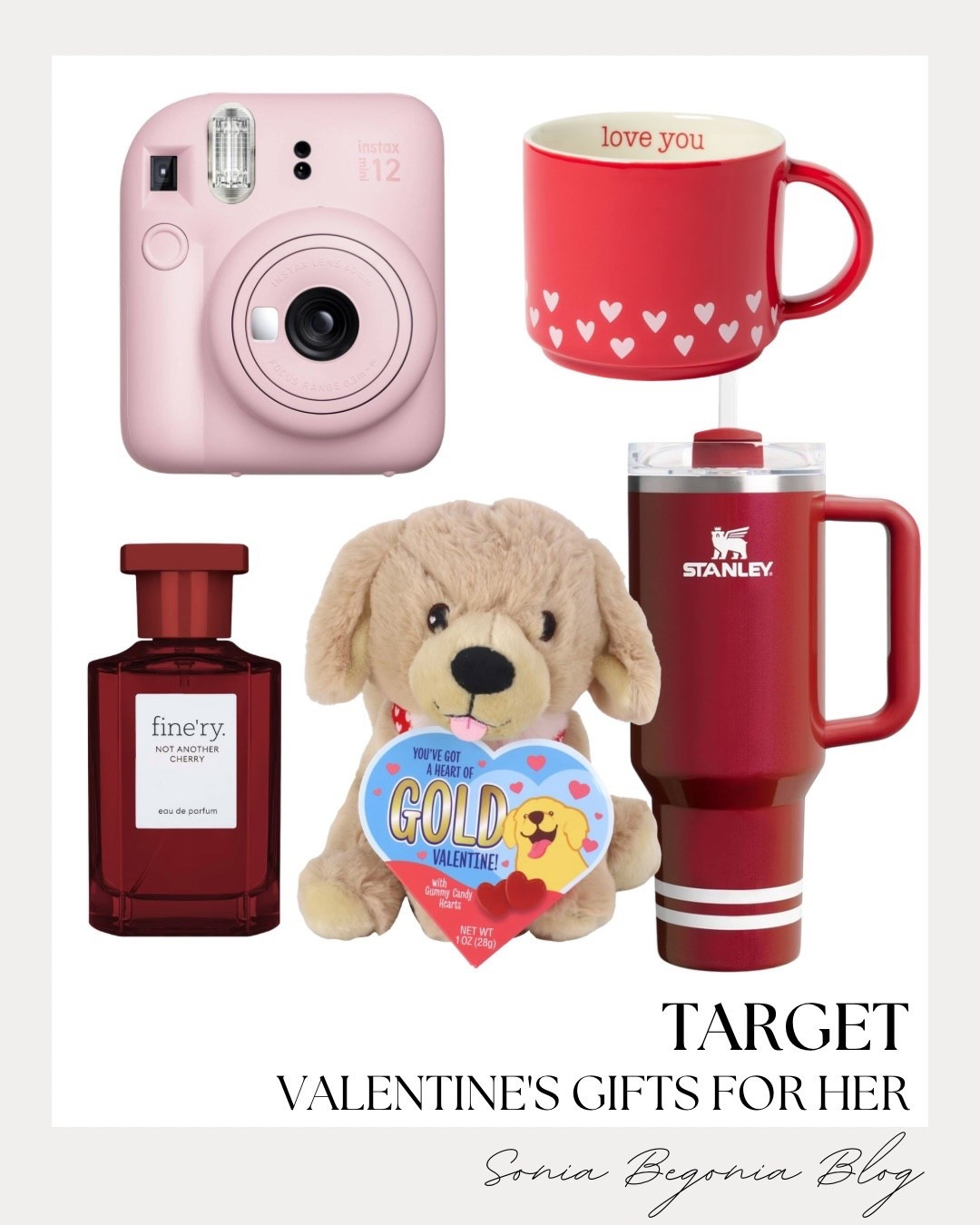 VALENTINE’S DAY GIFTS: Pink & Red Favorites for Her! 💝

Show her some love with these adorable and festive gift ideas from Target, with perfect finds under $50 and $100!

I am obsessed with this curated selection of sweet treats and stylish essentials. For a creative touch, I love the pastel pink Instax Mini 12 camera—it’s the perfect way to capture romantic memories. To keep the cozy vibes going, I paired it with a festive "Love You" red heart-printed mug and a matching deep red Stanley tumbler for her favorite drinks on the go. I also included a bottle of Fine'ry "Not Another Cherry" perfume for a touch of luxe and an adorable plush golden retriever Valentine for a final sweet detail. These gifts are the perfect balance of practical and sentimental for any Valentine's celebration!

#ValentinesDay
#TargetFinds
#TargetStyle
#GiftsForHer
#PinkAesthetic
#GalentinesDay
#StanleyTumbler
#InstaxMini
#ValentineGifts
#FineryFragrance
#HolidayGifts
#TargetRun
#LTKUnder50
#LTKUnder100
#GiftInspo


#LTKValentine