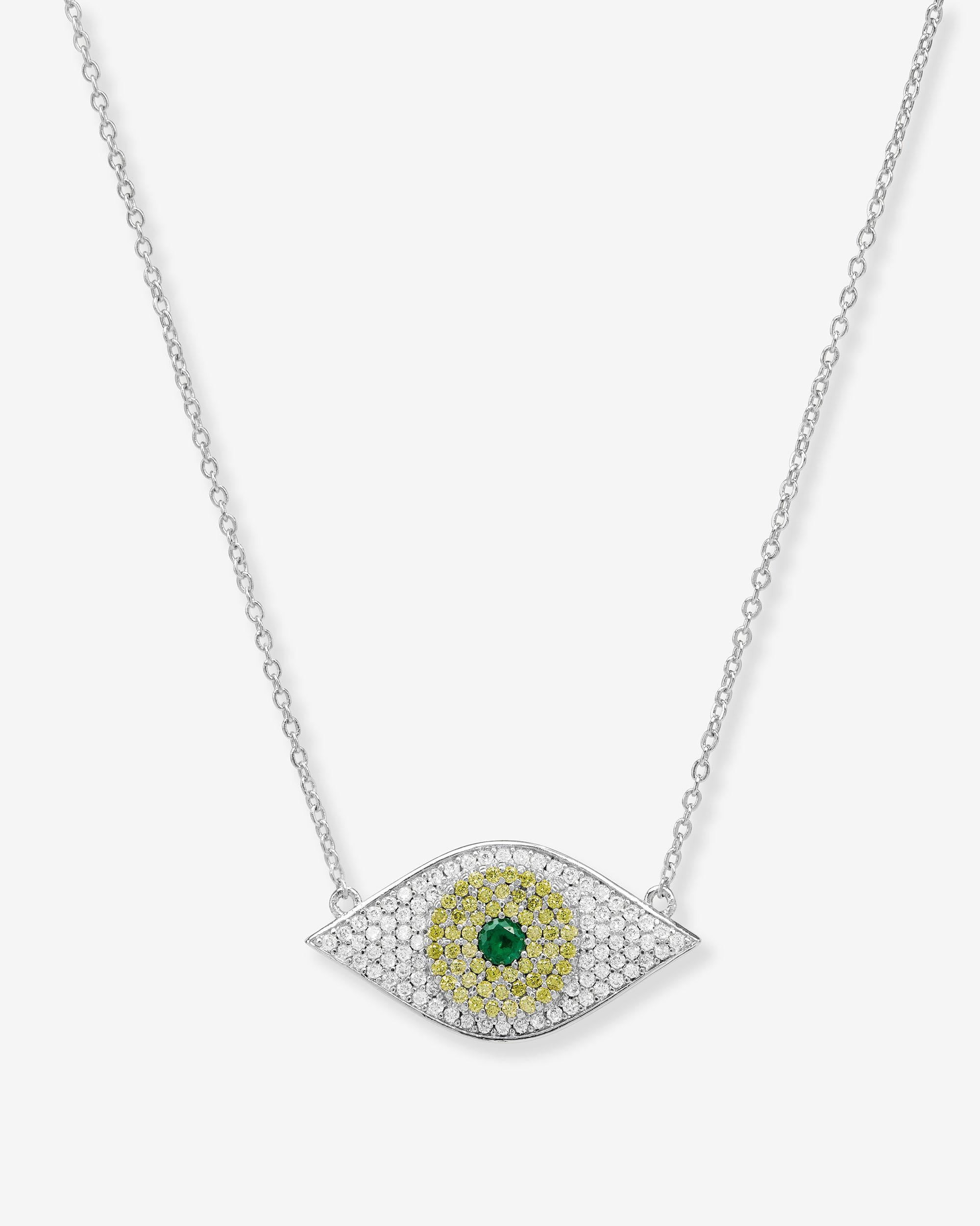 Green Evil Eye Necklace - Silver|Emerald | Melinda Maria Jewelry