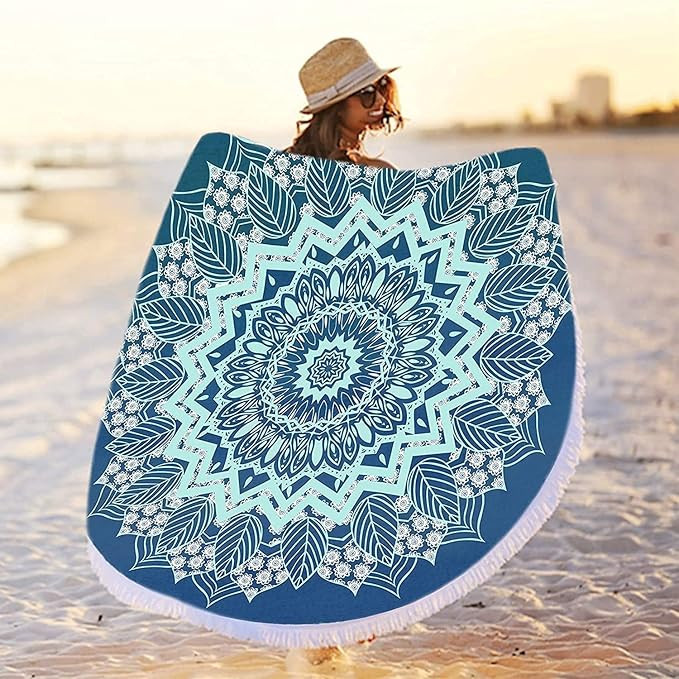 RosieLily Round Mandala Beach Towel, Microfiber Hippie Boho Extra Large Sand Proof Quick Dry Beac... | Amazon (US)