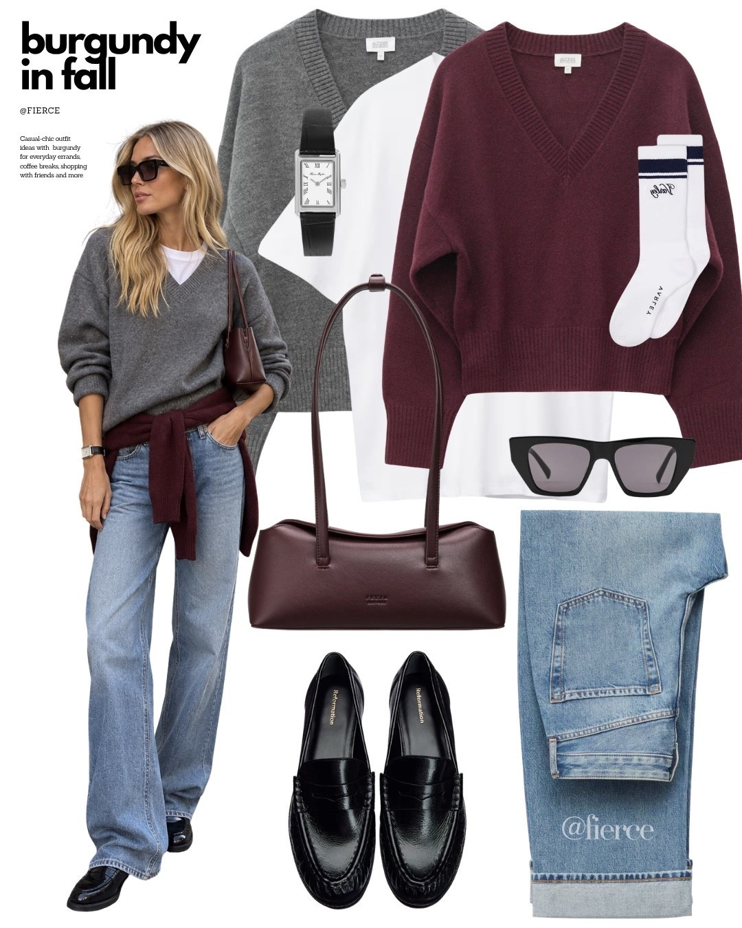 Burgundy jumper grey check jumper black loafers

#LTKuk #LTKautumn #LTKeurope